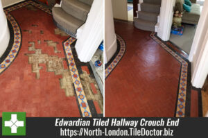 Edwardian Tiled Hallway Floor Restored in Crouch End London