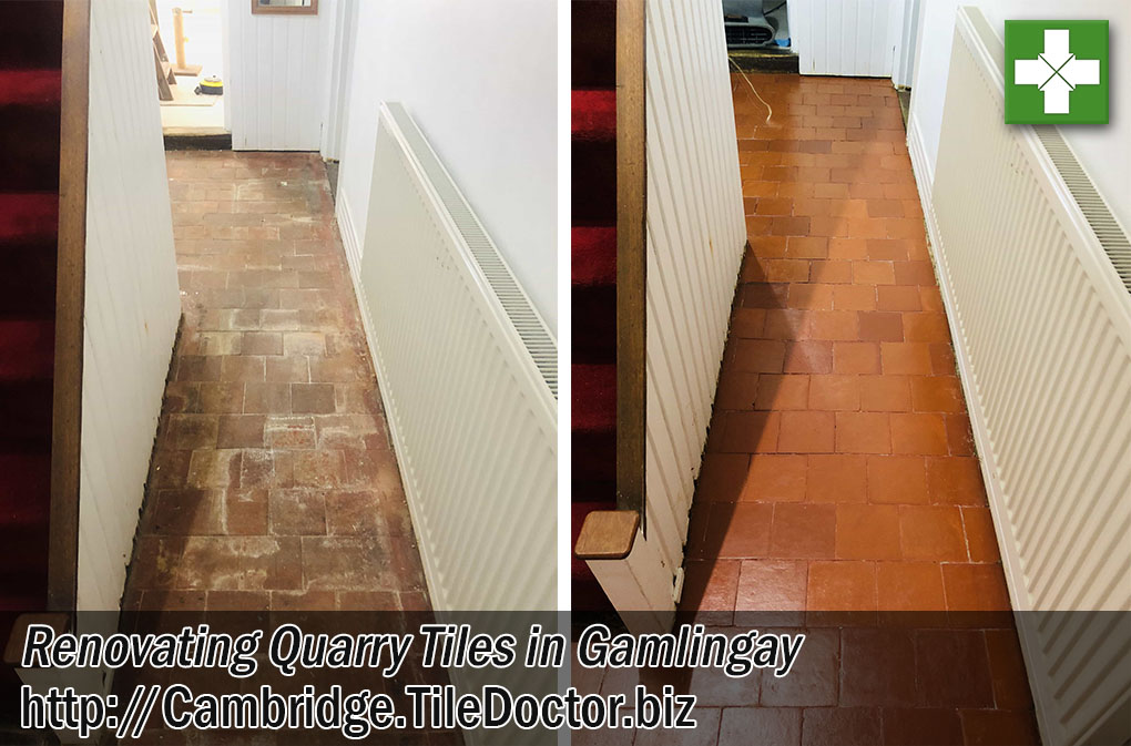 Salt Stained Quarry Tiles Floor Before After Renovation Gamlingay