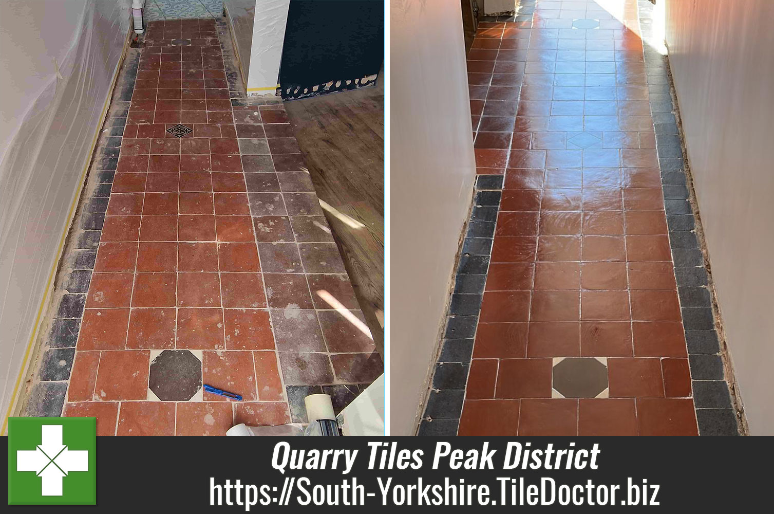 Red Black Quarry Tiled Floor Renovation Peak District Sheffield