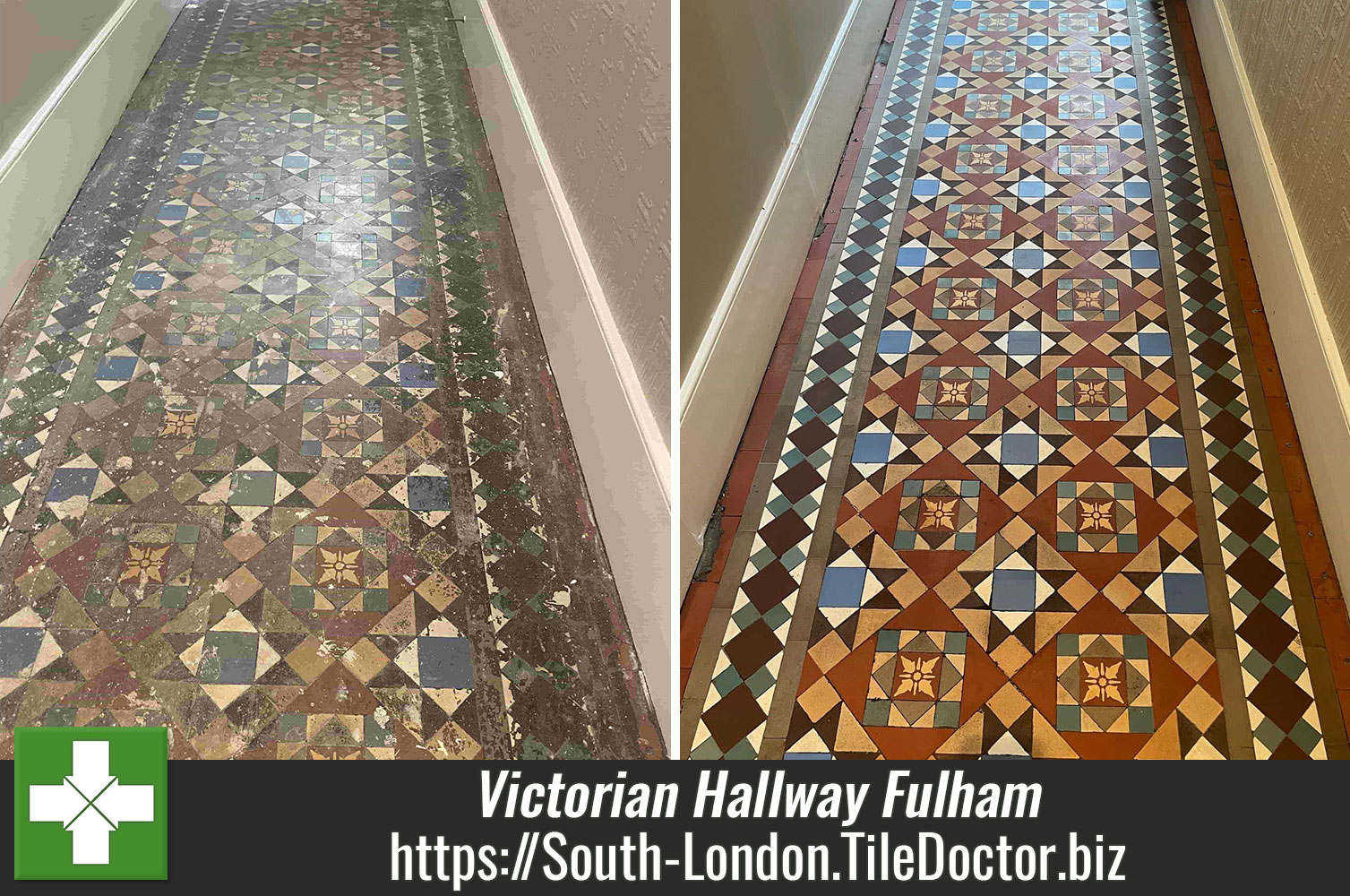 Victorian Tiled Hallway Floor Renovated Fulham