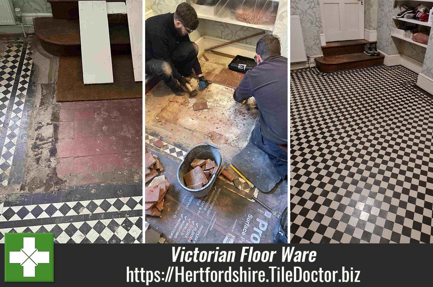 Victorian Tiled Hallway Floor Restoration Ware