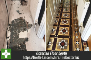 Painted Victorian Hallway Floor Tile Restoration Louth