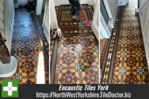 160 Year Old Encaustic Tiled Victorian Hallway floor Restoration York