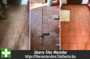 Victorian Quarry Tiled Hallway Floor Repair and Restoration Waresley Kidderminster