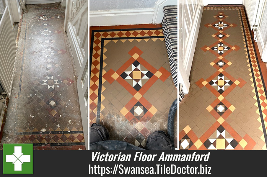 Classic Victorian Tiled Hallway Floor Restoration Ammanford Swansea